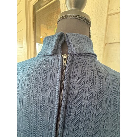 Vintage 70's Navy Blue LeRok Korell Knit Maxi Dress With Belt Sz M - Picture 13 of 16